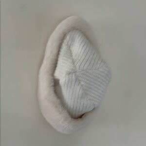 White Knit and Fur Hat